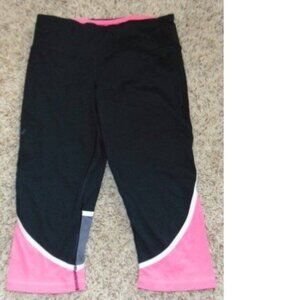 Womens Victorias Secret Sport VSX Capris Medium Black Pink Pull On Leggings